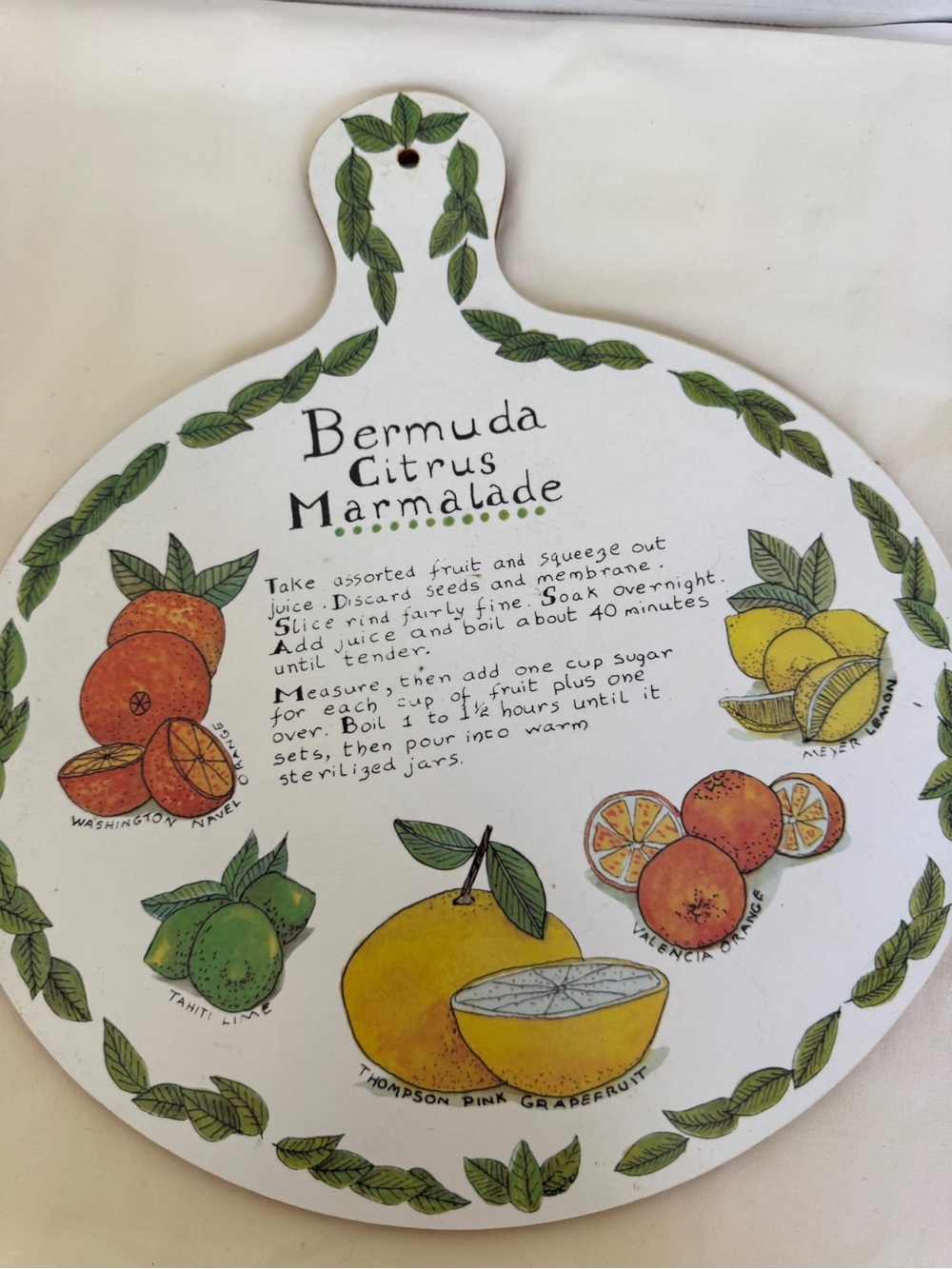 VTG 70s Taunton Vale Bermuda Citrus Marmalade Melamine Cutting Board Cheese Tray